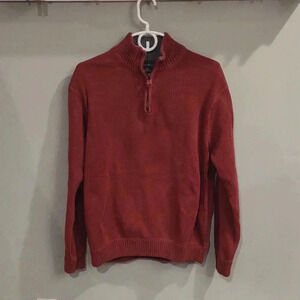 Eddie Bauer men's large rustic red quarter zip long‎ sleeve cotton sweater